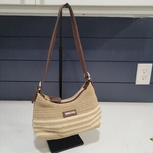 Frankie & Johnnie Woven Tan and Brown Handbag Shoulder Bag